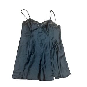 Victoria's Secret Black Lace Trim Slip Dress Lingerie Size Medium